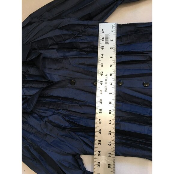 Beluva Women's Collared 3/4 Sleeve High-Low Hem Button Up Shirt Blue Medium - Picture 7 of 9